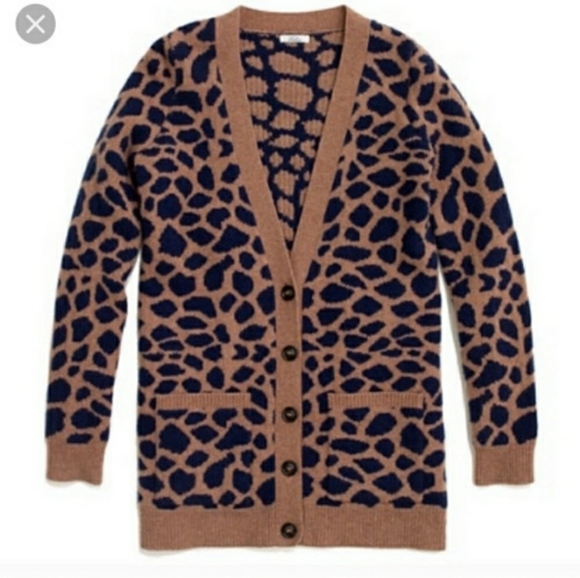 WALLACE animal print cardigan v-neck long sweater - Picture 2 of 9
